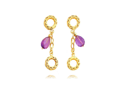 Gold Plated Gemstone Dangle Earring